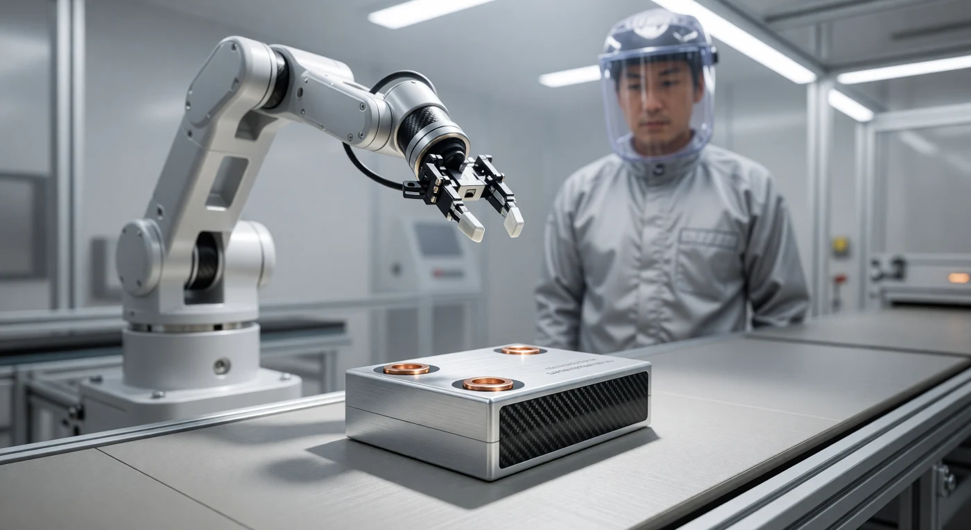 Deze Vulcan Solid-State Quantum Energy Cell van geborsteld aluminium en gerecycled koolstofvezel toont de technologische verfijning van 'The Threshold' (2025–2050), een cruciaal overgangstijdperk in de menselijke geschiedenis. Gefotografeerd op een geautomatiseerde assemblagelijn in Nagoya rond 2035, illustreert dit object de verschuiving naar een circulaire energie-economie dankzij de stabiele LLZO-keramische elektrolyttechnologie van de Toyota-Panasonic-alliantie. De minimalistische vormgeving, met verzonken koperen terminals en een ventless chassis, markeert het moment waarop materiaalkunde en kunstmatige intelligentie samensmolten om de beperkingen van traditionele batterijchemie definitief te overwinnen.